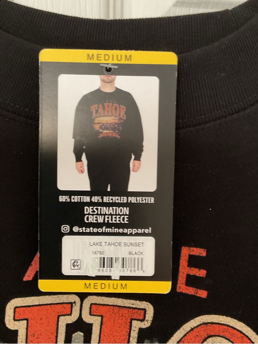 Lake Tahoe Graphic Black Men's Sweatshirt - Picture 2 of 7